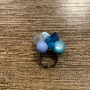 Silver ring with Blue Beads—Never Worn!
